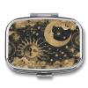 Metal 2 Compartment Pill Organizer Travel Friendly Portable Compact Pill Box Cute Pill Case,for Pocket Wallets Daily Portable Medicine Vitamin Tablet Storage (The Sun and The Moon) view 1