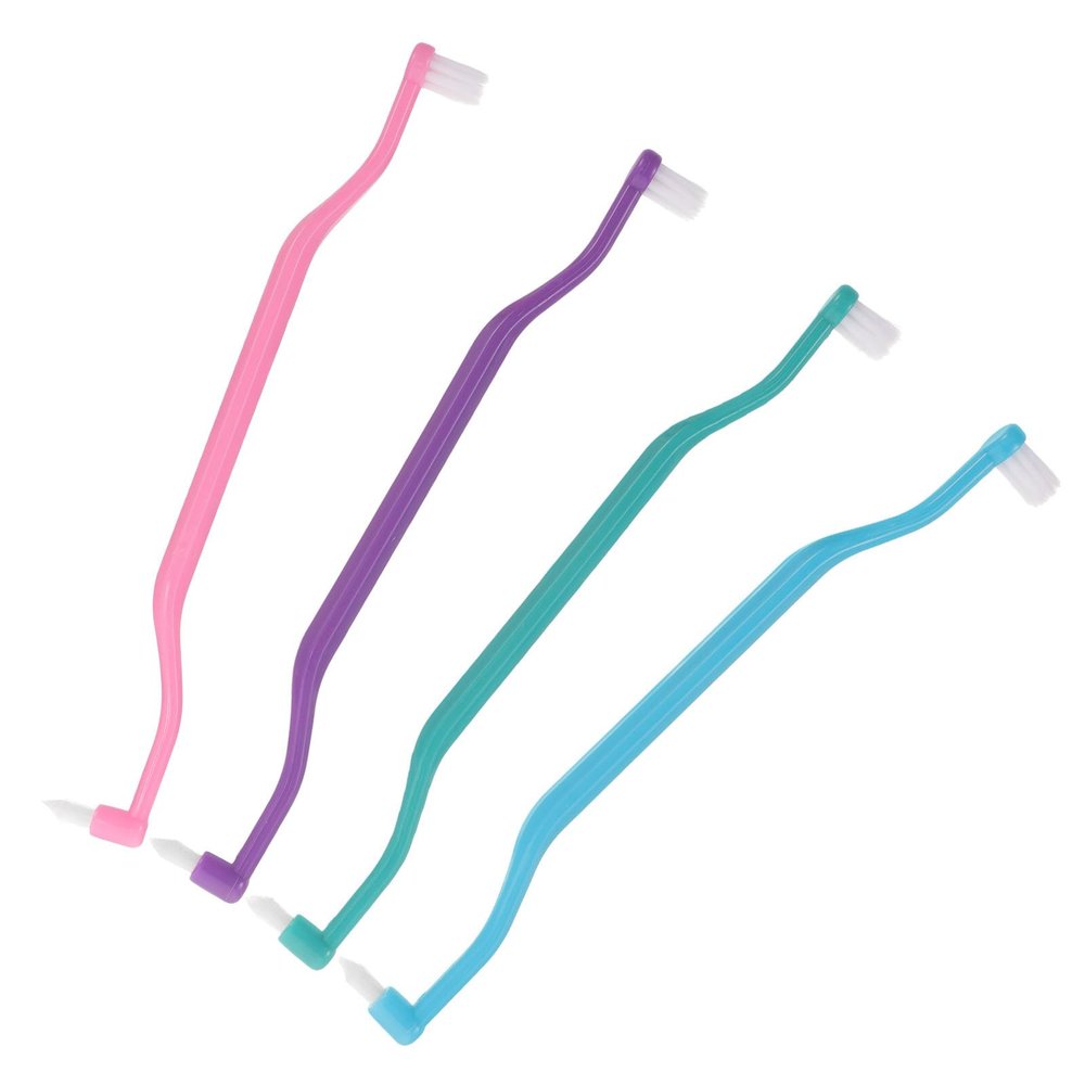 DRESSOOS 4Pcs Dual-Head Tapered Manual Toothbrushes for Travel Home Oral Cleaning Brushes with Interdental Gap Cleaner Wear-Resistant Design for Reach Areas Comfortable Grip