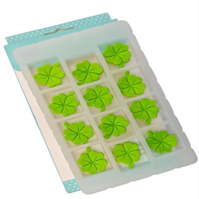 Edible 12pcs GrassGreen Shamrock Sugar cake decorations, cupcake toppers, perfect Clover Icing Cookies decro for St. Patrick's Day Birthday Halloween Thanksgiving Christmas party Team Dinner