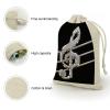 FekiLoot Black And White Musical Notes Drawstring Gift Bags Wrapping Storage Bags for Candy Goodie Holiday Party Favors 8PCS view 3