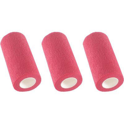 IndigoCase 3 Rolls Self Adhesive Bandage Wrap 4 Inch, Red Color Elastic Athletic Tape, Vet Wrap, Wrist Tape, Large Bandage for Horses, Knuckle, Knee, Pets