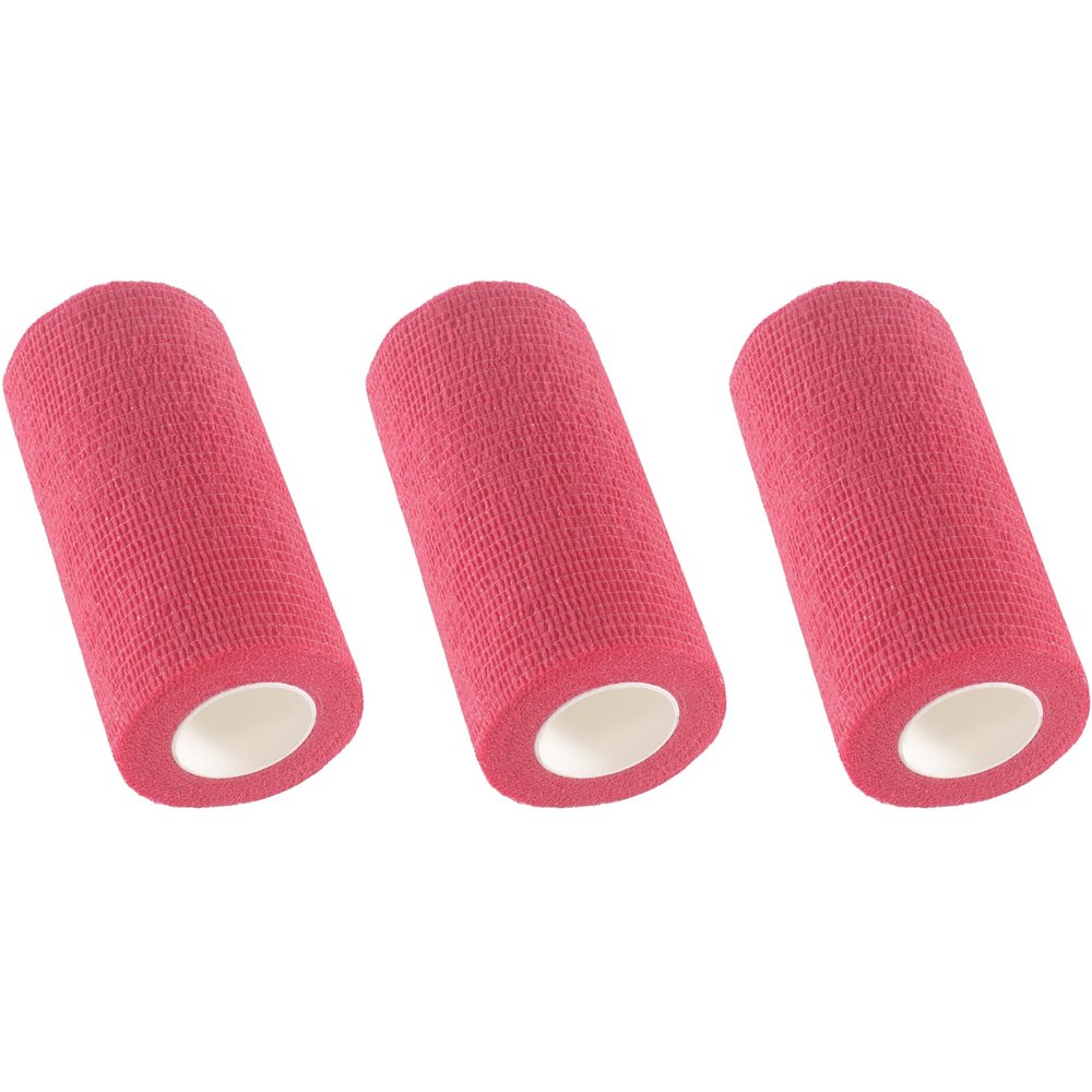 IndigoCase 3 Rolls Self Adhesive Bandage Wrap 4 Inch, Red Color Elastic Athletic Tape, Vet Wrap, Wrist Tape, Large Bandage for Horses, Knuckle, Knee, Pets