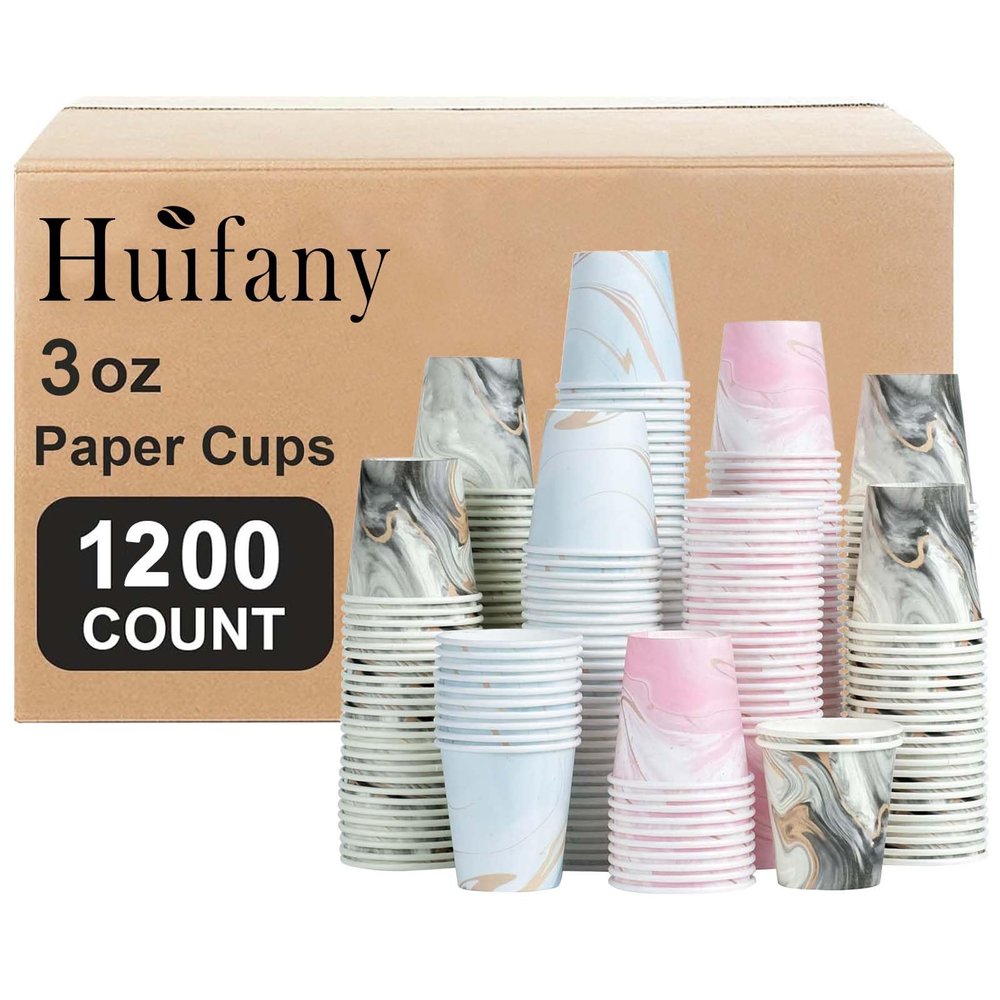 Huifany 1200 Pack 3 oz Paper Cups, Colorful Disposable Bathroom Cups 3 oz Paper,Small Mouthwash Cup Hot/Cold Drinking Cup for Party,Picnic,Travel and Events
