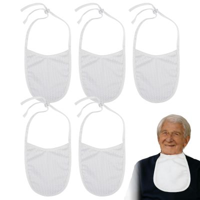 5 Pack Tracheostomy Cover with Trach Ties, Adjustable Breathable Neck Stoma Protector for Tracheal Tracheotomy Care, Fit Laryngectomy and Tracheotomy Supplies (White, Large)