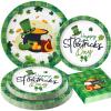Cheery Land St Patricks Day Plates and Napkins Sets - Green St Patricks Day Disposable Plates for Party Supplies - Serves 25 - For Saint Day Party Decorations view 1