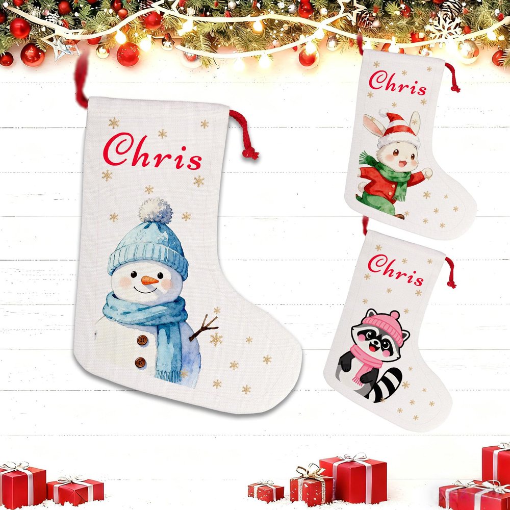 Custom Christmas Santa Sack with Name, Personalized Xmas Canvas Drawstring Bags for Kids, Stocking Stuffers Christmas Gift Doll Bags for Holiday Presents Eve Box Large Sack Bags (Style 21)