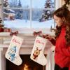 Custom Christmas Santa Sack with Name, Personalized Xmas Canvas Drawstring Bags for Kids, Stocking Stuffers Christmas Gift Doll Bags for Holiday Presents Eve Box Large Sack Bags (Style 21) view 2