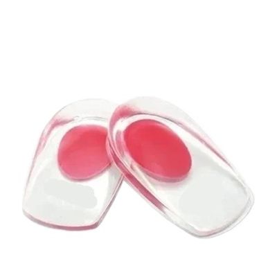 1 Pair Soft Silicone Gel Insoles for Foot Cushion Foot Half Heel Insole Shoes Pads Height Increase(Red,L(11 * 5.5 * 1.7cm))