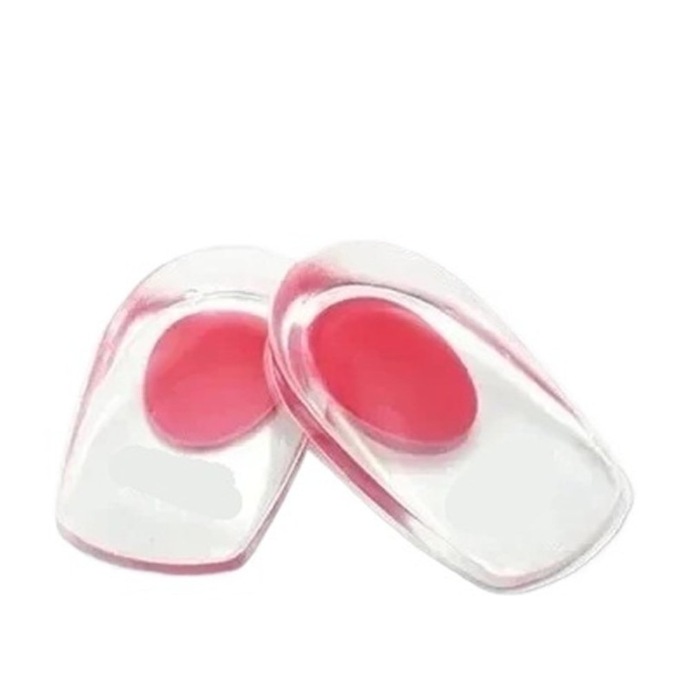 1 Pair Soft Silicone Gel Insoles for Foot Cushion Foot Half Heel Insole Shoes Pads Height Increase(Red,L(11 * 5.5 * 1.7cm))