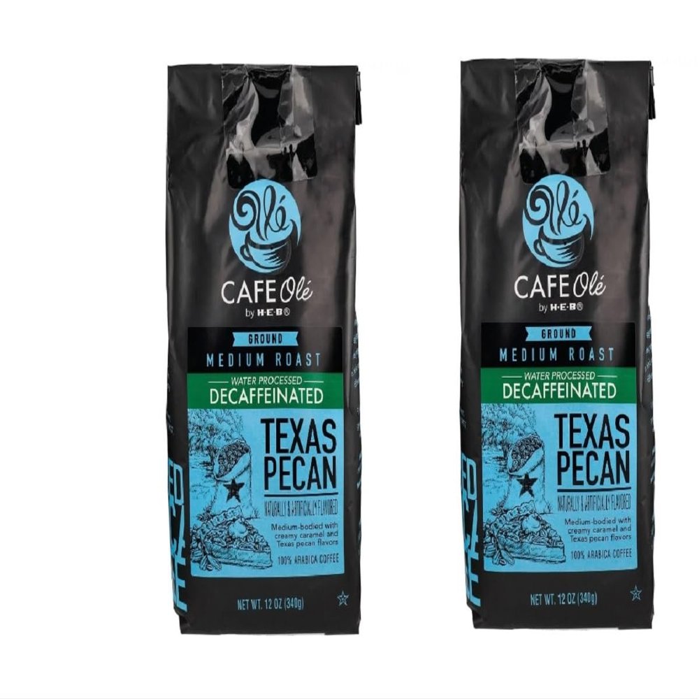 Cafe Ole HEB Ground Coffee 12oz - 2 bags (Decaf Texas Pecan)