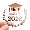 100PCS Class of 2026 Graduation Stickers, Clear Gold Foil Seal Labels for Graduation Invitations, Envelopes, Party Favors, Graduation Announcements, 1.6 Inch (Rose Gold) view 1