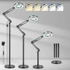 Baoomalongly 10X Large Floor Magnifying Glass with Light and Stand, 3-in-1 Adjustable Height Lighted Magnifier, 72 LED Floor Lamp 5 Color Stepless Dimmable Arm Swing Floor Magnifying Lamp for Reading view 1