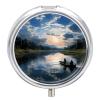 Fishing Scenic Round Pill Box 3 Compartment Small Pill Box Round Portable Pill Case to Hold Vitamins Medication Fish Oil and Supplements Travel Purse Pocket Gift view 1