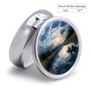 Fishing Scenic Round Pill Box 3 Compartment Small Pill Box Round Portable Pill Case to Hold Vitamins Medication Fish Oil and Supplements Travel Purse Pocket Gift view 2