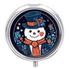 Portable Pill Box 3 Compartments, Small Round Metal Medicine Organizer for Pocket, Snowman Christmas Symbol Pill Case for Vitamins, Fish Oil, Supplement & Travel view 1