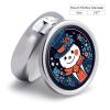 Portable Pill Box 3 Compartments, Small Round Metal Medicine Organizer for Pocket, Snowman Christmas Symbol Pill Case for Vitamins, Fish Oil, Supplement & Travel view 2