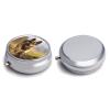 Running German Shepherd Dog Round Pill Box 3 Compartment Small Pill Box Round Portable Pill Case to Hold Vitamins Medication Fish Oil and Supplements Travel Purse Pocket Gift view 3