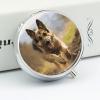 Running German Shepherd Dog Round Pill Box 3 Compartment Small Pill Box Round Portable Pill Case to Hold Vitamins Medication Fish Oil and Supplements Travel Purse Pocket Gift view 4