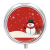 Portable Pill Box 3 Compartments, Small Round Metal Medicine Organizer for Pocket, Snowman Party Card Pill Case for Vitamins, Fish Oil, Supplement & Travel view 1