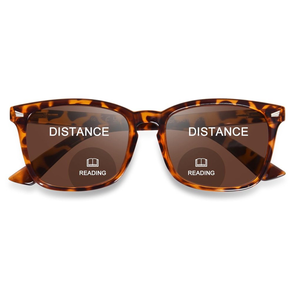 OPTOFENDY Bifocal Sunglasses for Women Men, Square Outdoor Reading Sunglasses with Spring Hinge, UV400 Protection Sun Readers, Tortoise 2.5