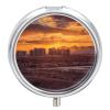 Las Vegas Sunset Round Pill Box 3 Compartment Small Pill Box Round Portable Pill Case to Hold Vitamins Medication Fish Oil and Supplements Travel Purse Pocket Gift view 1