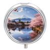 Mount Fuji Cherry Blossom Trees Round Pill Box 3 Compartment Small Pill Box Round Portable Pill Case to Hold Vitamins Medication Fish Oil and Supplements Travel Purse Pocket Gift view 1