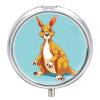 Funny Cartoon Kangaroo Zoo Round Pill Box 3 Compartment Small Pill Box Round Portable Pill Case to Hold Vitamins Medication Fish Oil and Supplements Travel Purse Pocket Gift view 1