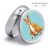 Funny Cartoon Kangaroo Zoo Round Pill Box 3 Compartment Small Pill Box Round Portable Pill Case to Hold Vitamins Medication Fish Oil and Supplements Travel Purse Pocket Gift view 2