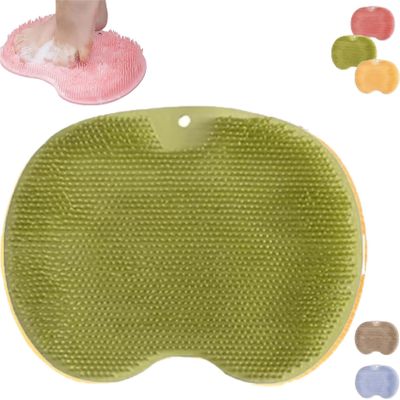 2026 New Silicone Massage Bath Mat,Silicone Shower Foot Scrubber Mat,Hands-Free Silicones Foot Scrubber Mats Back Scrubber Massage Pad with Non-Slip Suction Cups Suction Cups and Drain Hole (Green)