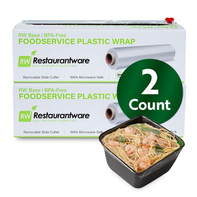 Restaurantware Cling Wrap 2 Roll Of 12" x 2000' Plastic Food Wrap With Slide Cutter, Clear, Micorwavable, Freezer-safe, For Food Prep, Commercial and Home Kitchens