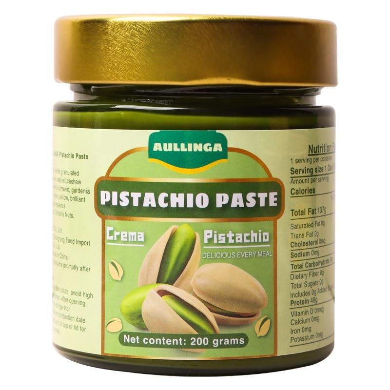 AULLINGA Pistachio Paste Smoothy Spreadable, Pistachio Mixed Cashew Nut, Baking Ingredients for Dubai Chocolate Bar, 7.05 oz.(200gr)