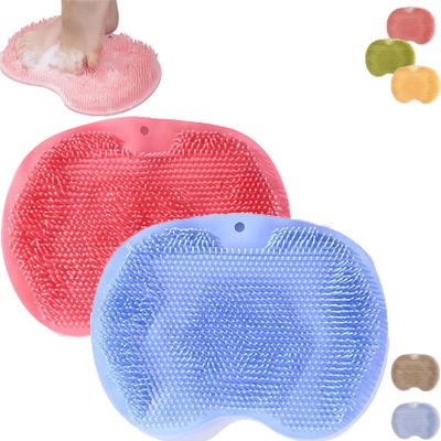 2026 New Silicone Massage Bath Mat,Silicone Shower Foot Scrubber Mat,Hands-Free Silicones Foot Scrubber Mats Back Scrubber Massage Pad with Non-Slip Suction Cups Suction Cups and Drain Hole (2PCS-A)