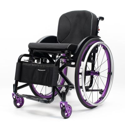 Lightweight All-Terrain Ultra Sports Wheelchair Foldable Adjustable Footrest and Seat Height, Handbrakes,Suitable for Teenagers, Adults, Seniors(Purple,Seat Width 40cm/15.7in)