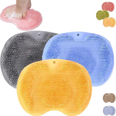 2026 New Silicone Massage Bath Mat,Silicone Shower Foot Scrubber Mat,Hands-Free Silicones Foot Scrubber Mats Back Scrubber Massage Pad with Non-Slip Suction Cups Suction Cups and Drain Hole (3PCS-B)