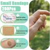 200 Count Small Bandages for Face and Fingers, Breathable Bandage with Non Stick Pad for Minor Cuts, Assorted Flexible Fabric Adhesive Bandages (Round, Oval, Square, Strip) view 3