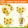 Pickmesh 250 Pcs Sunflower Party Supplies Decorations Serve 50 Sunflower Disposable Paper Plates Napkins and Cups Tableware Set for Floral Birthday Wedding Bridal Shower Baby Shower Tea Party Supplies view 2