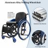 TRGCJGH Folding Sports Wheelchair, Self-propelled Transport Wheelchairs for Adults, Aluminum Alloy, with Handbrakes,Quick Release Rear Wheels(Green,14.9in Seat Width) view 2