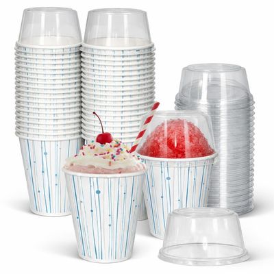 Smygoods Paper Slush Cups with Lids, 9 oz, Disposable Ice cream Cups, Slush, Smoothie Cups, Ice Shaving cups 50 count.