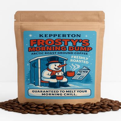 Frostys Morning Dump Ground Coffee - Arctic Roast Holiday Blend, Funny Christmas Gag Gift, Snowman Poop Humor for White Elephant & Secret Santa for Coffee Lovers