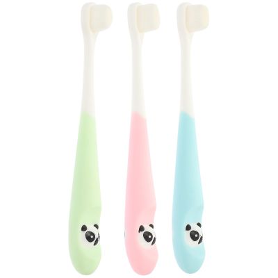 TEHAUX Manual Toothbrush 3Pcs Set with Silicone Handle, Soft Bristles, Cartoon Panda Design, Travel and Daily Use for and Teeth Cleaning Random Color Random Color