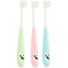 TEHAUX Manual Toothbrush 3Pcs Set with Silicone Handle, Soft Bristles, Cartoon Panda Design, Travel and Daily Use for and Teeth Cleaning Random Color Random Color view 1