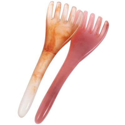 HAKIDZEL Resin Beeswax Scalp Massager Comb 2Pcs Set, 5-Claw Head Massage Tool for Scalp Scraping and Hair Massage, Pink and Purple Colors, Suitable for Relaxation and Stress Relief at Home