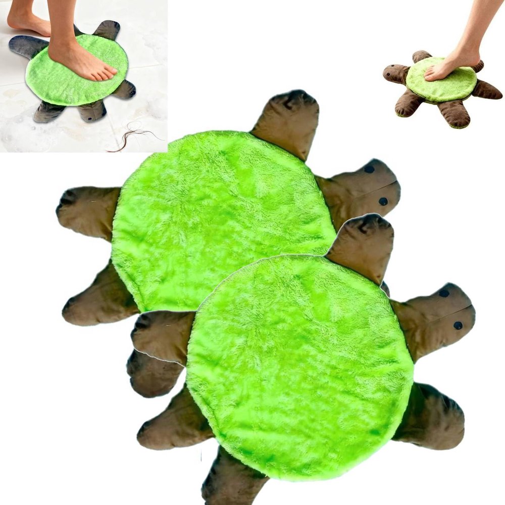 Floor Turtle Foot Mop, 11.84'' Cute Double-Sided Turtles-Shaped Floor Cleaning Pad with Rag, Washable Reusable Pad for Home Office Kitchen Floors (2PCS)