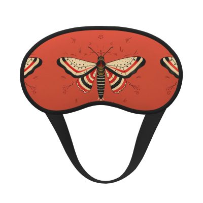 Black Striped Moth Eye Mask for Sleeping Soft Satin Sleep Shade Cover Blindfold with Elastic Strap Travel Nap Blackout Eye Shade Cover for Women Men