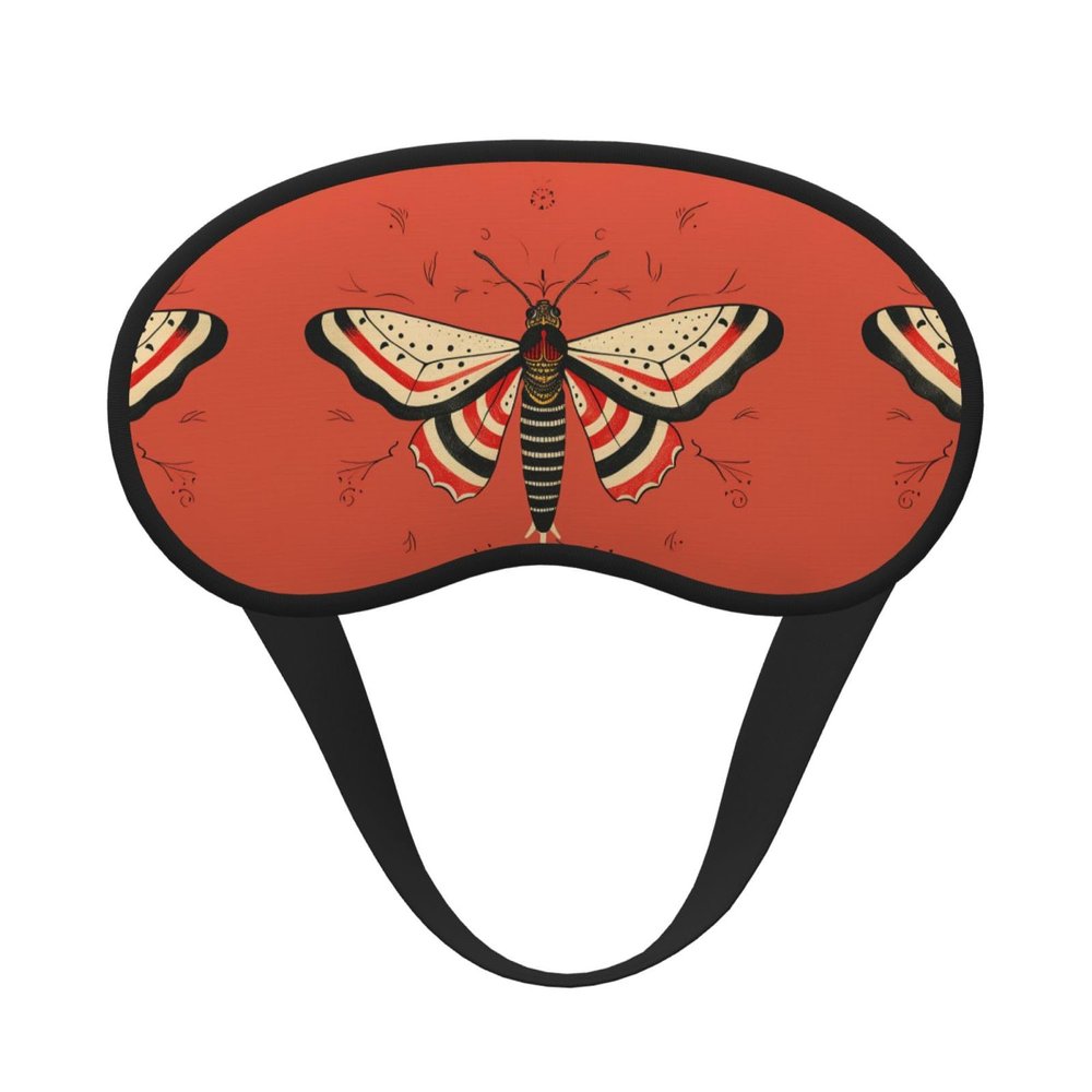 Black Striped Moth Eye Mask for Sleeping Soft Satin Sleep Shade Cover Blindfold with Elastic Strap Travel Nap Blackout Eye Shade Cover for Women Men