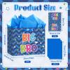 Big Brother Gift Bag for Men Boys, Wave Star Big Bro Gift Bag with Tissue Paper and Greeting Card Blue Wrapping Paper Brother Birthday Party Decoration for Men Kid Baby Boy Birthday Party Supplies view 3