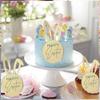 10 Pcs Happy Easter Cupcake Toppers Gold Acrylic Mirror Disc Bunny Cake Topper Happy Easter Cupcake Topper for Spring Decorations view 4
