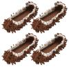 uxcell 4 Pcs Mop Slippers, Mop Socks Microfiber Shoe Covers Washable Mopping Slippers for Floor Cleaning Office Home Use Women Men, Floral Lace, Coffee view 1