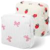 2 Pack Period Bag Pouch for Women Girls, Cute Corduroy Sanitary Napkin Storage Bag with Bow Design, Portable Discreet Menstrual Pad Pouches Tampon Holder for Purse, Small Make Up Bags view 1