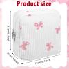 2 Pack Period Bag Pouch for Women Girls, Cute Corduroy Sanitary Napkin Storage Bag with Bow Design, Portable Discreet Menstrual Pad Pouches Tampon Holder for Purse, Small Make Up Bags view 2